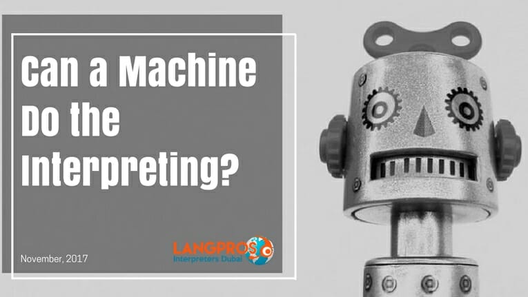 Cover of a blog post titled "Can a machine do the interpreting?"