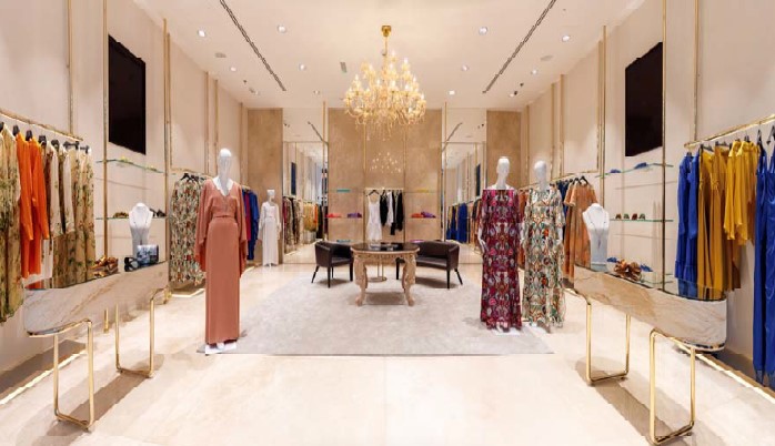 The interior of Alberta Ferretti’s flagship store in the Dubai Mall